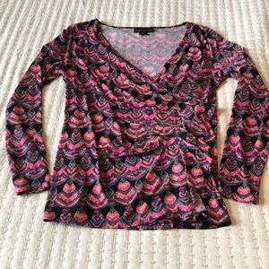 Attention Pink and Black Patterned Blouse